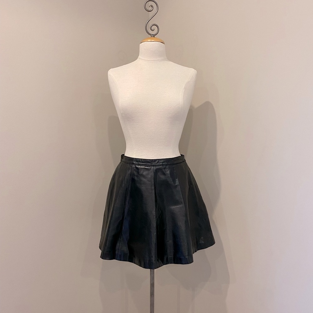 Topshop Genuine Leather Skater Skirt
